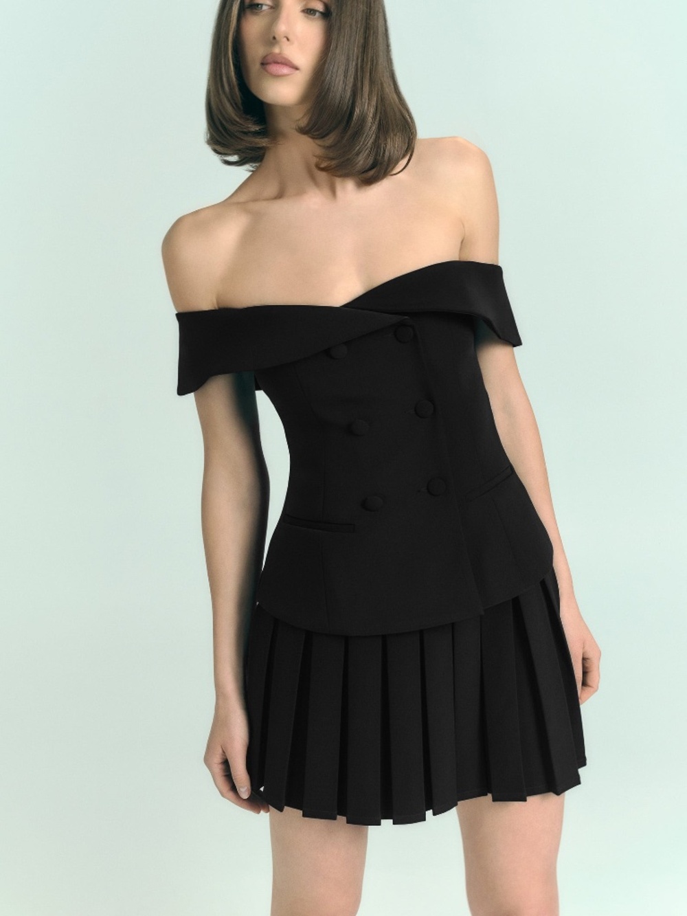 MESHKI Krista Strapless Suiting Top - Black